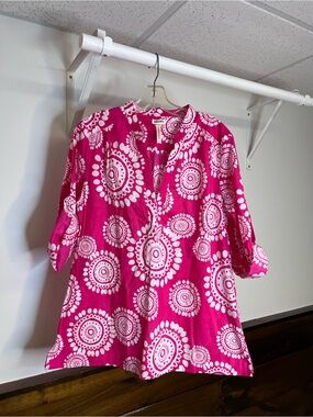 Hatley Bright Pink Printed Women's Tunic Top- L